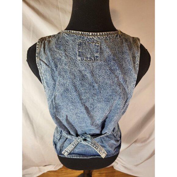 Vtg 90s Cherokee Blue Denim Jean Acid Washed Vest Small USA Western - Picture 5 of 6